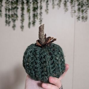 Handmade Green Crochet Pumpkin Decor